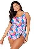 Swimsuits For All Women's Adjustable Sarong Swimdress - 18, Warm Tie Dye Multi (Plus