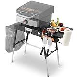 AOKEMAi Grill Tables for Outside, Blackstone Griddle Stand with Trash Holder - Fit 17” or 22” Other Tabletop Grill, Folding Portable Ninja Grill Stand& Blackstone Table for Outdoor Tailgate, Camping