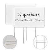 Blank Yard Signs With Stakes, 2 Pack 18 x 12 Inches White Plastic Lawn Signs For Happy Birthday, Garage Sale, Rent, Guidepost Decorations