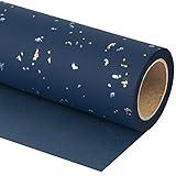 WRAPAHOLIC Navy Blue Wrapping Paper Roll - Mini Roll - 17 Inch x 16.5 Feet - Navy Blue Gold Design with Silky Touch Perfect for Birthday, Wedding, Baby Shower, Holiday