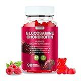 Glucosamine Chondroitin Gummies - 3000MG Extra Strength Joint Support Supplement with MSM & Elderberry, Flexibility, Antioxidant Immune Support Gummy for Adults, Men & Women - 90 Raspberry Gummies