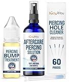BodyJ4You Piercing Aftercare Spray Keloid Bump Removal Piercing Hole Cleaner - Earring Hole Cleaner Piercing Floss Ear Hole Cleaner - Natural Saline Wound Wash - Pierced Ears Nose Cleaning Kit