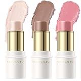 FALOCUTUS 3 Pcs FAIR Contour Stick Set,Cream Blush & Highlighter Bronzer Pen,Long Lasting & Smooth Natural Face Contouring Illuminator,Professional Makeup Kit for All Skin