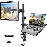HUANUO Adjustable Monitor Stand, Single Arm Desk Mount for 32 inch Screen and 17 inch Laptop, Heavy Duty Ergonomic Bracket Holds 22lbs
