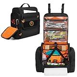 HODRANT Large Tactical Camping Kitchen Organizer, Hanging Cookware Storage Bag with Paper Towel Holder & Multi Pockets, Portable Camp Utensil Organizer for BBQ Cooking Essentials, Black, Bag Only