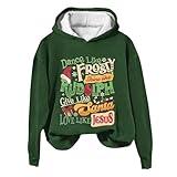 JEUROT Christmas Hoodies for Women Funny Novelty Pullover Long Sleeve Hoodie T Shirts Casual Loose Hooded Tops Ugly Christmas Sweater 3D Funny Digital Print Sweatshirt Hooded Tops Green