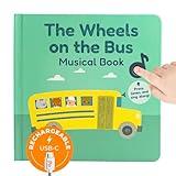 Calis Books The Wheels on The Bus Book | New Rechargeable Musical Book, No More Batteries | Books for 1 Year Old | Wheels on The Bus Toy | Musical Book for Toddlers 1-3 | Musical Toy for Toddlers