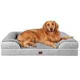 EHEYCIGA Orthopedic Dog Beds for Extra Large Dogs 44x32Inch, Waterproof Memory Foam XL Pet Bed with Sides, Non-Slip and Egg-Crate Foam Big Dog Couch Bed with Washable Removable Cover, Grey