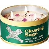 AOOVOO Sage Candle for Cleansing - 3 Wick 12oz Large Scented Candle with Crystals & Sage Leaves Inside, Soy Candles Non Toxic for Meditation Spiritual Gift, Aromatherapy Candle for Women Men