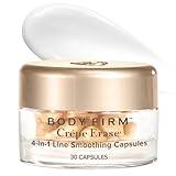 BODY FIRM Crepe Erase 4-in-1 Line Smoothing Capsules, Anti-Aging, Hydrating Face and Eye Serum with Hyaluronic Acid and Multi-Chain Peptide for Wrinkles, Crepe Skin & Fine Lines, 30 Count