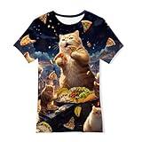 SunFocus Taco Cat Shirt Kids Funny Novelty Pizza Cat Shirts Funny Graphic Clothes for Boys Girls Size 6-8 Ugly T Shirts