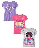 The Children's Place,Girls,School Days Short Sleeve Graphic T-Shirts,Multipacks,1st Day 3rd Grade/Reading/Heart 3-Pack,Medium