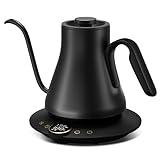 INTASTING Electric Kettles, Gooseneck Electric Kettle, ±1℉ Temperature Control, Stainless Steel Inner, Quick Heating for Pour Over Coffee, Brew Tea, Boil Hot Water, 1500W/0.9L (Matte Black)