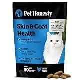 Cat Skin & Coat Health Crunchy & Creamy Chews - Omegas, Vitamin C + E, Biotin Supplement, Soothes Skin and Promotes Shiny Coat, Cat Supplements & Vitamins - Chicken (30-Day Supply)