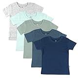 HonestBaby Unisex Baby Organic Cotton Short Sleeve T-Shirt Multipack Infant-and-Toddler-Shirts, 5-Pack Morning Mountains, 18 Months US