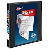 Avery Heavy-Duty View 3 Ring Binder, 1" One Touch Slant Rings, Holds 8.5" x 11" Paper, 1 Black Binder (05300)