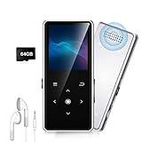 64GB MP3 Player with Bluetooth 5.2, AiMoonsa Music Player with Built-in HD Speaker, FM Radio, Voice Recorder, HiFi Sound, E-Book, Earphones Included