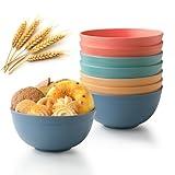 MONGSEW Unbreakable Wheat Straw Cereal Bowls, Microwave & Dishwasher Safe Kitchen Bowls for Cereal, Snack, Rice, Soup and Salad, 4 Colors, BPA Free, 26oz (Set of 8)