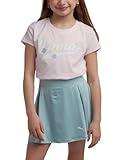 PUMA Girls Active Skirt Set- 2 Piece Active Skort and Short Sleeve Athletic T-Shirt - Sporty Girls Summer Outfits Set (7-14), Size 8/10, Whisp of Pink