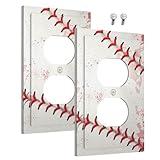 Wmhusu Outlet Covers Baseball Sports Ball Game 1 Gang Duplex Light Switch Cover Plate Decorative Wall Plates Electrical Switchplate Receptacle for Bathroom Bedroom Decor（2 Pack）