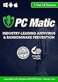 PC Matic | Antivirus & Ransomware Protection | 5 Devices | 1 Year | PC, Mac, Android [Download] [PC/Mac Online Code]