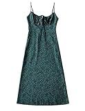 Omoone Womens Floral Dress Low-Cut Square Neck Spaghetti Strap Tie Bodycorn 90s Y2k Sun Dresses (01Green, Medium)