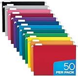 Pendaflex Colored Hanging File Folders Letter Size with 1/5 Cut Adjustable Tabs, 8.5 X 11-50 Pack of 12 Assorted Colors