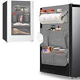 homyfort Mini Fridge Organizer, Over The Fridge Storage Organizer with 14 Pockets, College Dorm Fridge Storage for Office, Kitchen, Home, School, Gray
