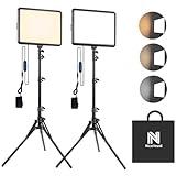 2-Pack Photography Lighting Kit, NiceVeedi 22W LED Video Light Kit, 2900-7000K Dimmable Studio Light with Tripod Stand, 73" Stream Light for Video Recording