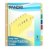 Binder Divider, PANDRI 120 Pack Binder Index Dividers with 8 Insertable Multicolor Big Tabs, Letter Size Paper Binder Divider for School Office Home Business