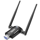 Wireless WiFi Adapter for Desktop PC - QGOO AC1300Mbps USB 3.0 Network Dongle with 5dBi High Gain Dual Antennas, 2.4GHz/5GHz Dual Band for Laptop Computer Compatible Windows11/10/8