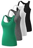 Star Vibe Racerback Workout Tank Tops for Women Athletic Basic Tanks Yoga Sleeveless Exercise Active Top 4 Pack Black/Grey/White/Green M