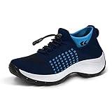 STUNAHOME Orthopedic Sneakers Breathable Women Walking Shoes Slip on Trainers Women's Comfortable Casual Ladies Athletic Shoe Thick Bottom Blue