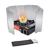 10/12/16 Plates Stove Windscreen, Aluminum Stove Windshield with Drawstring Bag, for Camping, Butane Stoves(10 Plates)