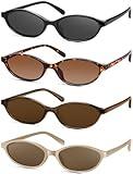 YMRFW Retro Oval Cat Eye Sunglasses for Women Y2k Designer Trendy Narrow Shades UV protection Sun Glasses