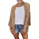 Trendy Women's Open Front Cardigan with Shimmering Sequins for Effortless Style and Comfort (Gold, XXL)