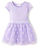 The Children's Place,Baby-Girls,and Toddler Short Sleeve Dressy Dresses,Loveable Flower Mesh,6 Months,9 Months