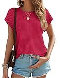 Work Tops for Women Business Casual Dressy Tops for Women Summer Blouses 2025 Trendy Outfits 2025 Red XXL
