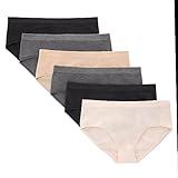 Hanes Big Tween Underwear, Seamless Girls Panties, Boyshort & Hipster, Assorted Colors, 6-Pack, Ivory/Beige/Grey/Black-6 Pack, Large