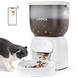 LAMPICK Smart Automatic Cat Feeder - WiFi Cat Food Dispenser with APP Control Up to 15 Portions((8g/Portion) 10 Meals Per Day, Dual Power Supply Pet Feeders for Cats/Dogs (4L/16.9 Cups)