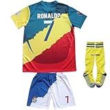 LeenBD Madrid Manchester Al NASSR #7 Kids Soccer Jersey Shirts Football Futbol Socks Set Youth Sizes (Mix, 26 (8-9 Years Old))