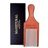 MANETURAL Beard Pick for Men 7" Handmade Afro Hair Comb - Wooden Grooming Tool for Men, Women with Wavy, Kinky, Curly Hair - Anti-Static Styling Precision"