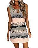 SAUKOLE Women 2025 Summer Sleeveless Tank Dresses Causal Elastic Waist Loose Fit Flowy Short Mini Dress