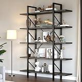 DWVO 5-Tier Bookshelf, 70.9" Tall Bookshelves Vintage BookCases with 5 Shelves Display Storage Shelves for Home Office, Living Room, Charcoal Gray
