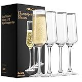 PARACITY Champagne Flutes, Champagne Glasses Set of 4, Elegant 8.5oz glass champagne flutes, Gift for Birthday, Wedding, Christmas, Valentine's Day