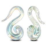 Stuppendux Seahorse Shape Ear Glass Spiral Tapers Plugs Tunnels Expander Hanger Gauges Earrings Stretching Body Piercings Jewelry Gauges 2g 6MM