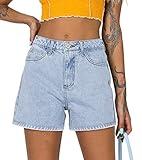 Jean Shorts Womens High Waisted Casual Stretchy Denim Shorts Boyfriend Shorts for Summer Light Blue L