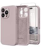 SuydanBox Magnetic for iPhone 16 Pro Max Case, Compatible with MagSafe, [Full Camera Protection][Screen Protector] Silicone Shockproof Protective Phone Case for iPhone 16 Pro Max 6.9", Hazel
