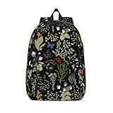 GVGOAGL Floral Flower Herb Trendy Plant Backpack for Girls Boys Women Lightweight Canvas Bookbag Casual Daypack for Travel Outdoor Camping, 17 Inch
