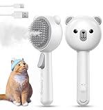 Cat Steam Brush, Brushes for Indoor Cats with Release Button, Dual Speed Spray USB Rechargeable Grooming Supplies, Cat Brush for Shedding Suitable for All Long-haired and Short-haired Pets